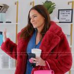Meredith’s red fur jacket and denim jumpsuit on The Real Housewives of Salt Lake City