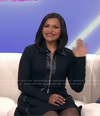 Mindy Kaling’s black zip front dress on Today