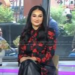 Morgan’s black floral tie neck blouse on Today