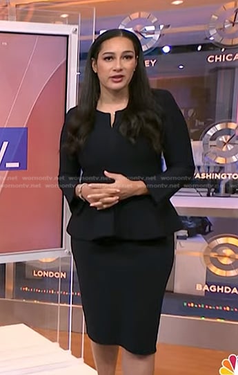 Morgan’s black peplum jacket and pencil skirt on NBC News Daily