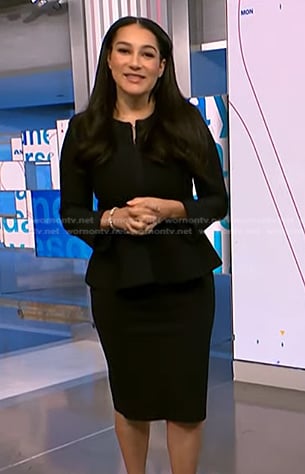 Morgan’s black peplum jacket and pencil skirt on NBC News Daily
