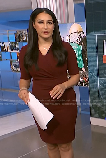 Morgan’s burgundy gathered waist dress on NBC News Daily