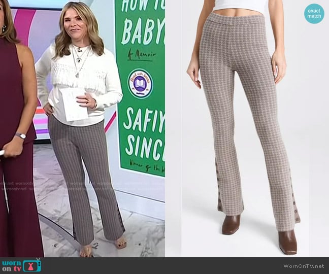 Naadam Luxe Houndstooth Jacquard Pants in Oatmeal Combo worn by Jenna Bush Hager on Today