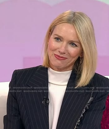 Naomi Watts’s pinstripe frayed blazer on Today