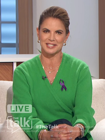 Natalie’s green wrap sweater on The Talk