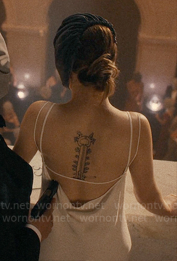 Natessa’s long white slip dress on American Horror Stories