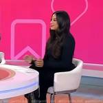 Naz Perez’s black contrast trim boots on Today