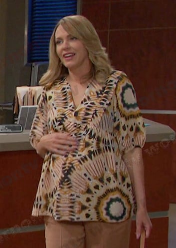 Nicole’s yellow tie dye top on Days of our Lives