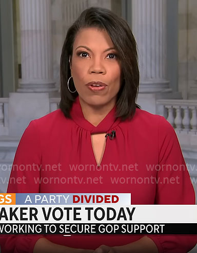 Nikole Killion’s red keyhole dress on CBS Mornings