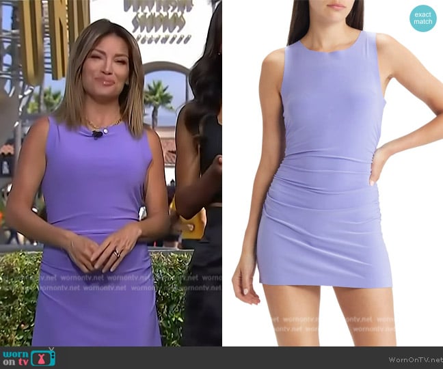 Norma Kamali Sleeveless Pickleball Mini Dress worn by Kit Hoover on Access Hollywood