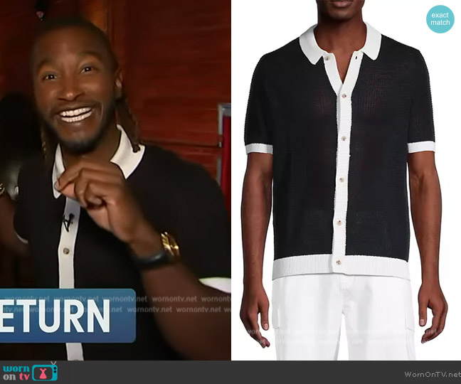 Onia Linen Short-Sleeved Cardigan worn by Scott Evans on Access Hollywood