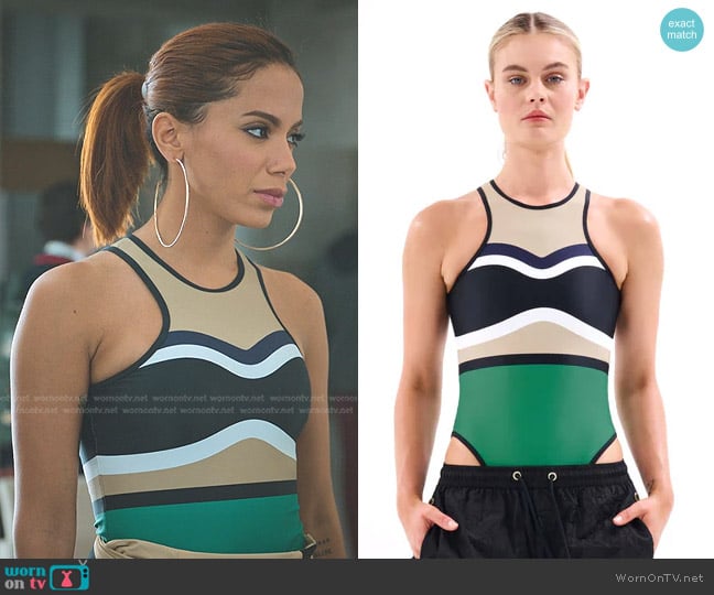 PE Nation Aventura One Piece in bosphorus worn by Jessica (Anitta) on Elite