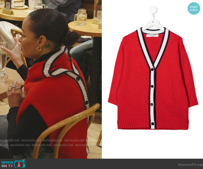 Philosophy Di Lorenzo Stripe Detail Cardigan worn by Sai De Silva on The Real Housewives of New York City
