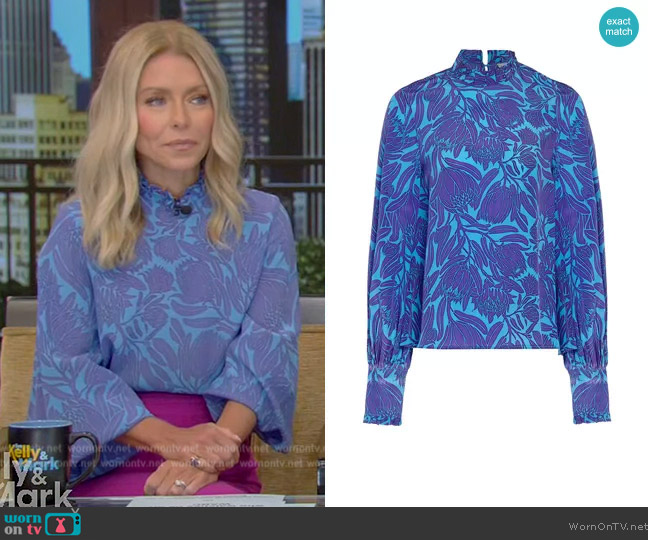 Pink House Mustique Silk Kelly Blouse worn by Kelly Ripa on Live with Kelly and Mark
