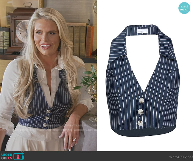 We Wore What Blue Pinstripe Vest worn by Madison LeCroy on Southern Charm