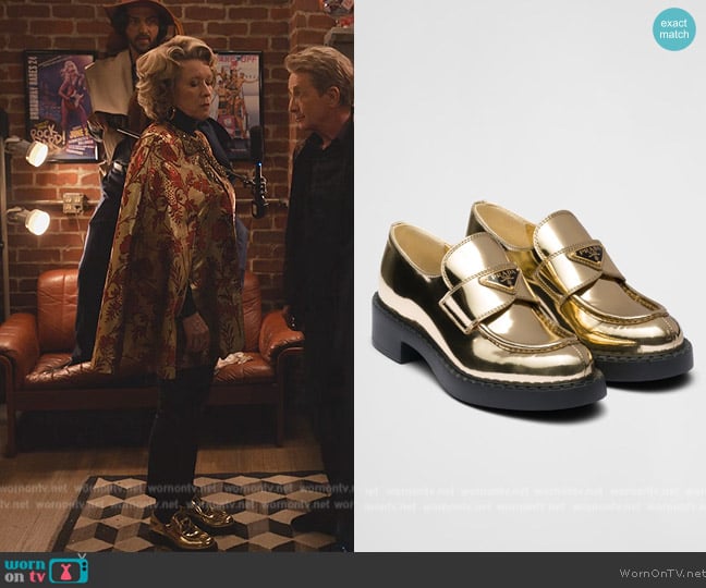 Prada Metallic Leather Loafers worn by (Linda Emond) on Only Murders in the Building