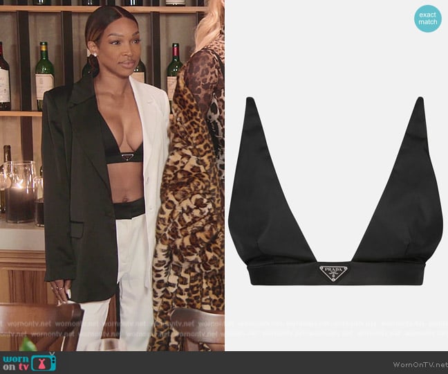 Prada Re-Nylon logo-plaque bralette worn by (Malika) on The Kardashians