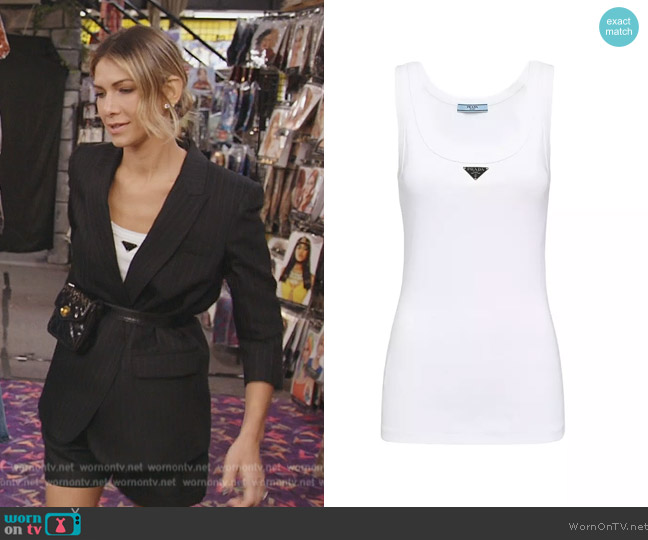 Prada Ribbed Knit Jersey Tank Top worn by Erin Lichy on The Real Housewives of New York City