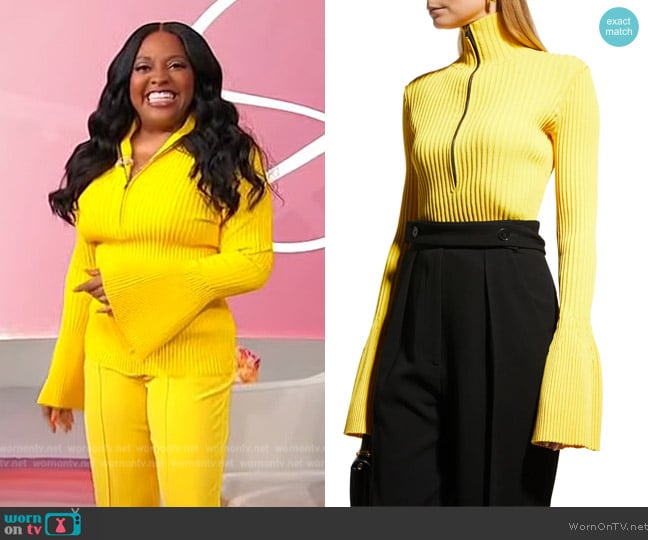 Proenza Schouler Ribbed Half Zip Sweater worn by Sherri Shepherd on Sherri