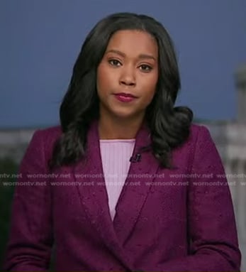 Rachel’s purple tweed blazer on Good Morning America