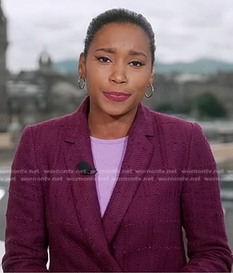 Rachel’s purple tweed blazer on Good Morning America