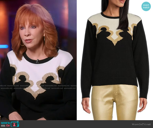 Reba Western Motif Jacquard Bead Embellished Sweater worn by Reba McEntire on The Voice