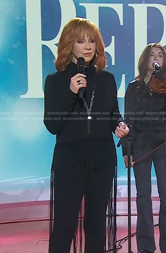 Reba McEntire’s black fringed turtleneck sweater on Today