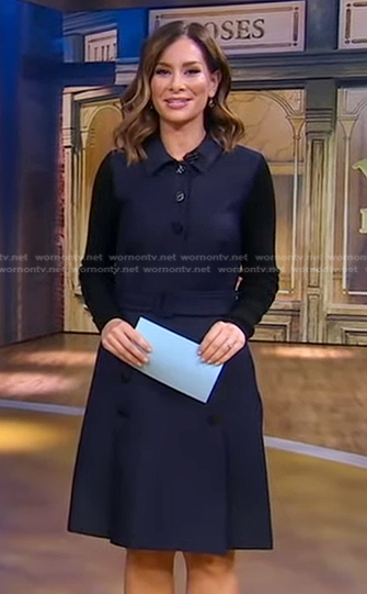 Rebecca’s navy button detail dress on Good Morning America