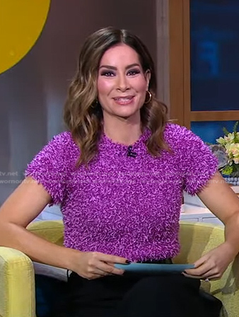 Rebecca’s purple fuzzy top on Good Morning America