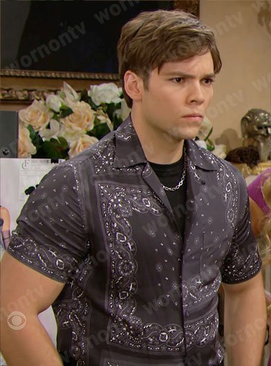 RJ’s black bandana print shirt on The Bold and the Beautiful
