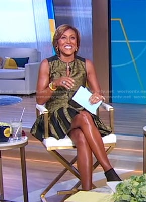 Robin’s metallic pleated dress on Good Morning America