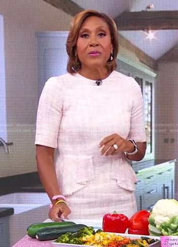 Robin’s pink tweed peplum dress on Good Morning America