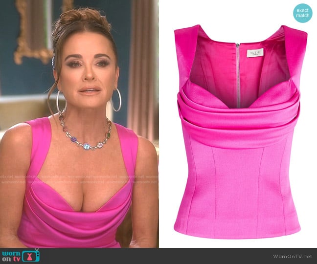 Rozie Corsets Draped Satin Bustier Corset Top worn by Kyle Richards on The Real Housewives of Beverly Hills