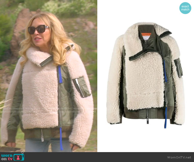 Sacai Shearling Panelled Jacket worn by Sutton Stracke on The Real Housewives of Beverly Hills