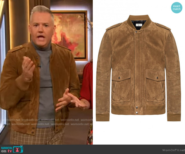 Saint Laurent Brown Suede Jacket worn by Ross Mathews on The Drew Barrymore Show