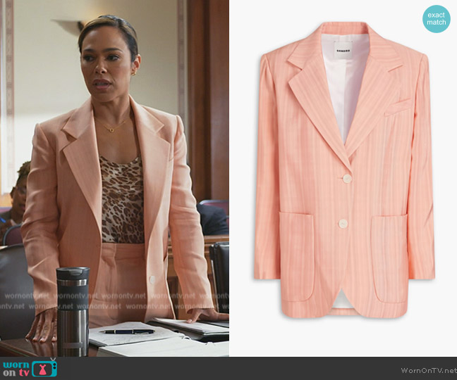 Sandro Nathalie jacquard blazer worn by Emily Lopez (Jessica Camacho) on All Rise