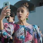 Sara’s printed keyhole dress on Elite