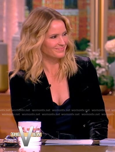 Sara’s navy velvet blazer on The View