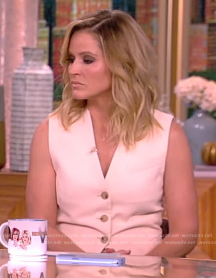 Sara’s ivory vest and pants on The View