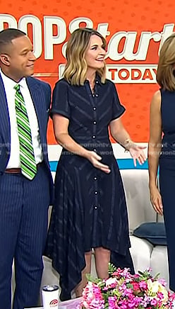 Savannah’s navy striped asymmetric dress on Today