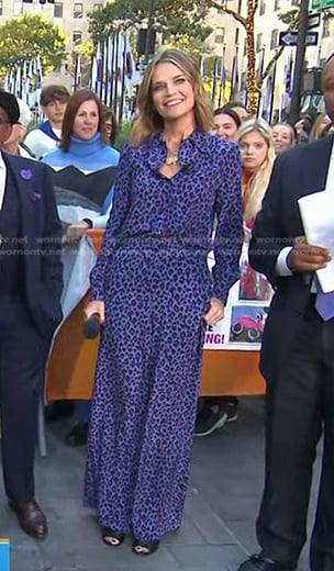 Savannah’s purple leopard blouse and pants on Today