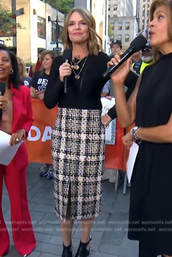 Savannah’s plaid tweed skirt on Today
