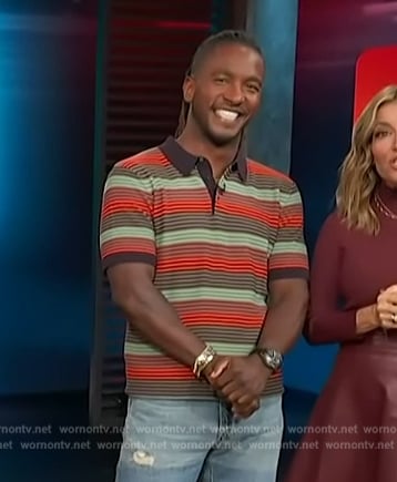 Scott’s striped polo on Access Hollywood