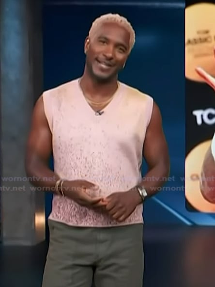 Scott’s pink speckled tank on Access Hollywood
