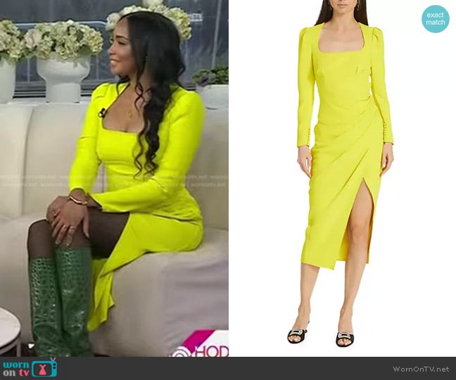 Self Portrait Crepe Minidress in Lime Green worn by Safiya Sinclair on Today
