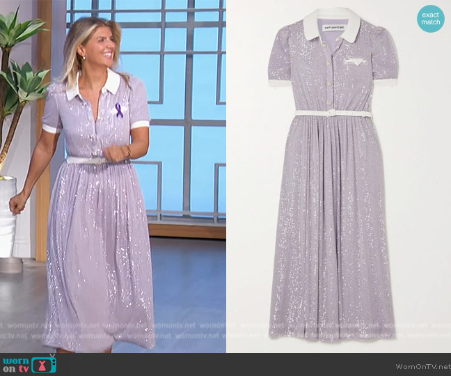 Self Portrait Colorblock Pattern Dress worn by Anna Kloots on The Talk