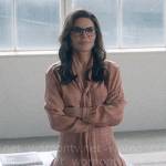 Sheila’s pink tie neck blouse and skirt on American Horror Stories