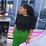 Sheinelle’s green pants and black gg buckle belt on Today