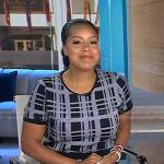 Sheinelle’s grey and black plaid top and skirt on Today