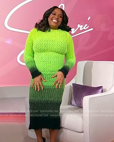 Sherri’s green crochet knit ombre dress on Sherri